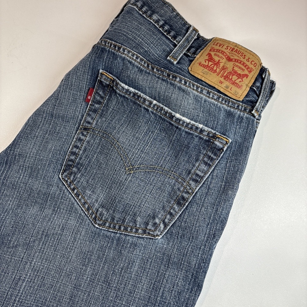 Rare Levi's 559 Mens Jeans W38 L32 Blue Denim Circle "R" Tag Relaxed Fit